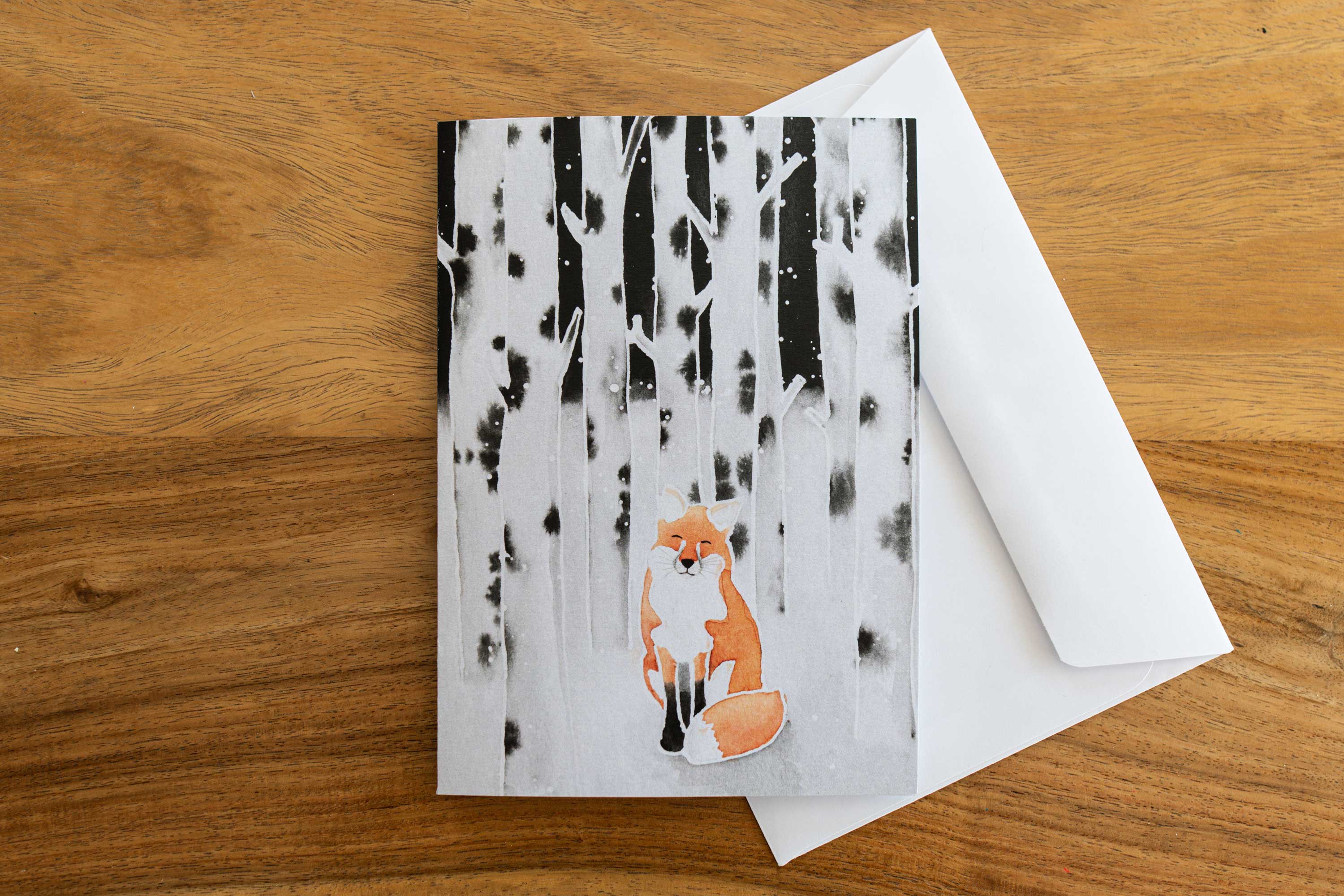 Carte Renard sous les bouleaux