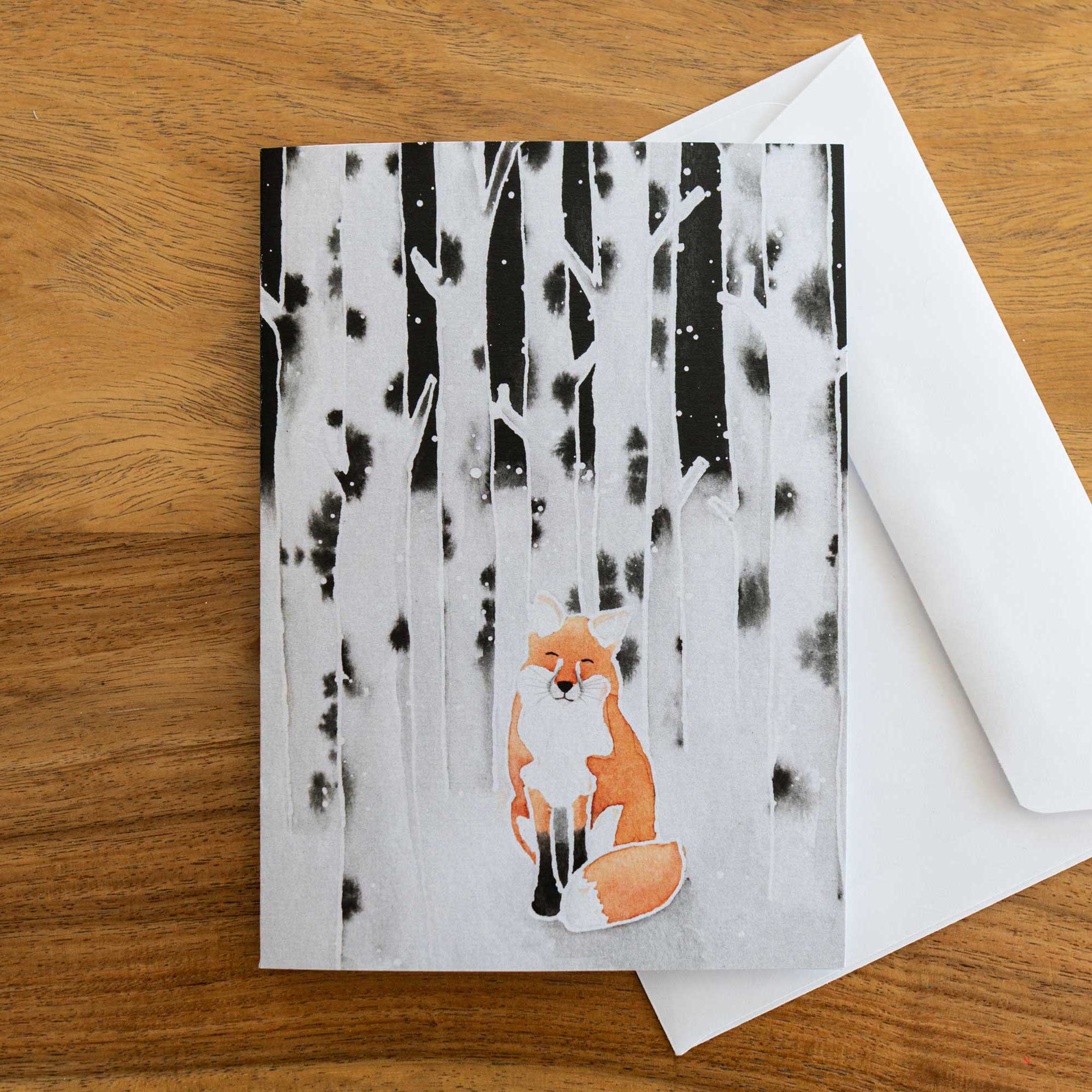 Carte Renard sous les bouleaux